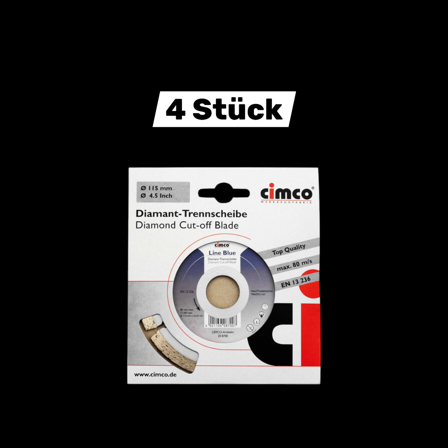 Cimco Diamanttrennscheibe Trennblatt D115mm Winkelschleifer Kalksandstein 4 Stüc B-Ware von Cimco