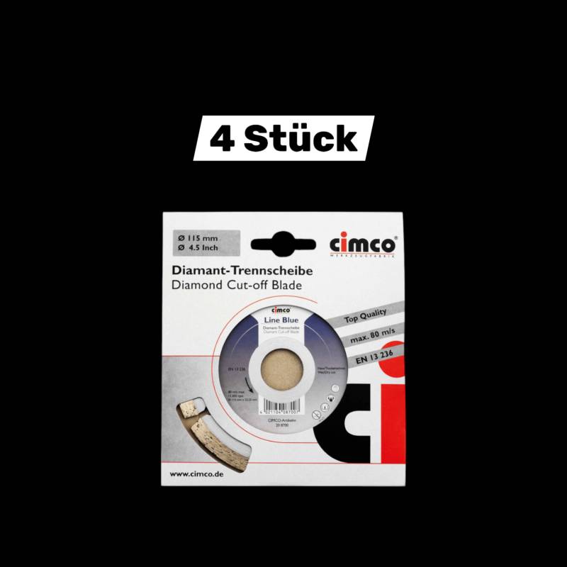 Cimco Diamanttrennscheibe Trennblatt D115mm Winkelschleifer Kalksandstein 4 Stüc B-Ware von Cimco