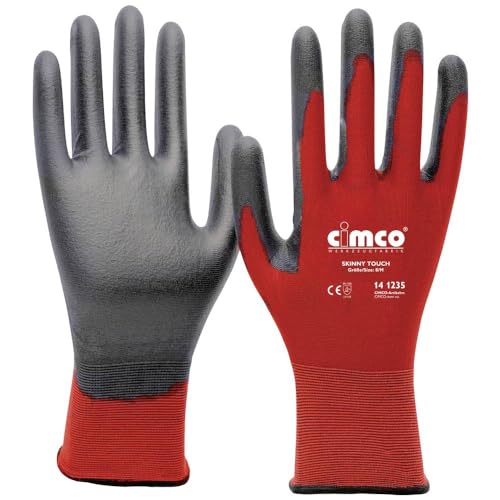 Cimco Skinny Touch grau/rot 141235 Nylon Arbeitshandschuh Größe (Handschuhe): 8, M EN 388 1 Paar von Cimco