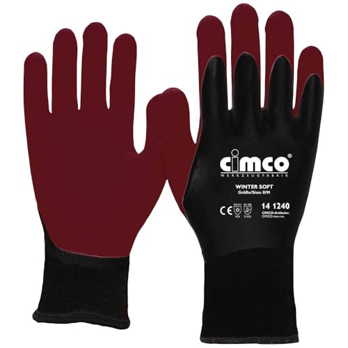 Cimco Winter Soft dunkelrot/schwarz 141241 Vinyl Arbeitshandschuh Größe (Handschuhe): 9, L EN 388 von Cimco