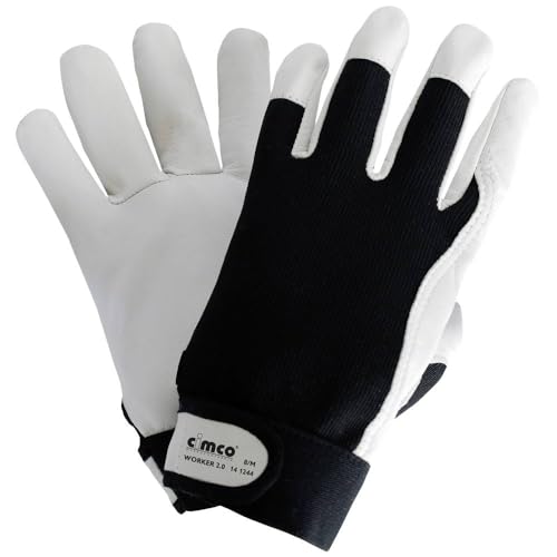 Cimco Worker 2.0schwarz/weiß 141246 Nappaleder Arbeitshandschuh Größe (Handschuhe): 10, XL EN 388 von Cimco