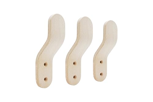 Cime - Wandhaken Modell Quad- 3 Stück - Holz - leicht - einfach zu installieren - lässt sich leicht in das Dekor einfügen (T x H x B): 15 cm und 4 cm von Cime