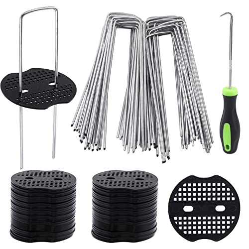 Cimeton 50Pcs Garten Pfähle Klammern und 50Pcs Dichtung kommen mit 1Pc Pick-Haken, 6 Zoll U-förmige verzinkte Rasen Landschaft Klammern für Gartenarbeit Landschaftsbau Unkraut Barriere Cimeton 50Pcs Garten Pfähle Klammern und 50Pcs Dichtung kommen mit 1Pc Pick-Haken, 6 Zoll U-förmige verzinkte Rasen Landschaft Klammern für Gartenarbeit Landschaftsbau Unkraut Barriere von Cimeton