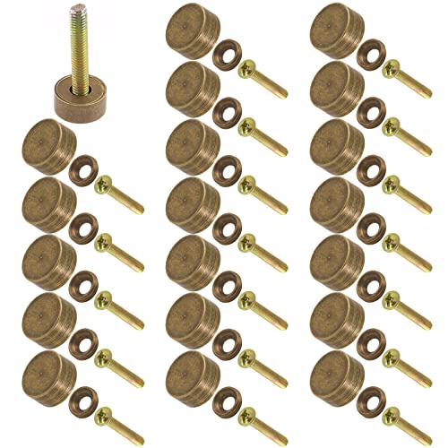 Cimeton 60 Stück 12 mm Spiegelschrauben Abdeckung mit Spiegel-dekorativen Schrauben und Unterlegscheiben, Bronze-Spiegelschraubenverschlüsse für Spiegel, Teetische (12 mm + M4, Bronze) von Cimeton