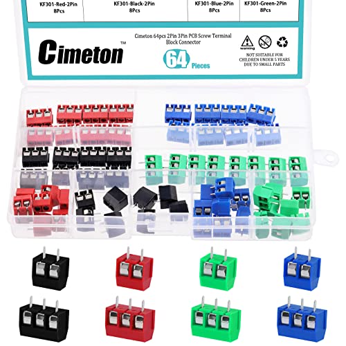 Cimeton 64Pcs 5mm/0.2inch Pitch PCB Mount Schraube Klemmenblock Stecker Kit, 2-Pin 3-Pin blaue Schraube Klemmenblock Stecker Cimeton 64Pcs 5mm/0.2inch Pitch PCB Mount Schraube Klemmenblock Stecker Kit, 2-Pin 3-Pin blaue Schraube Klemmenblock Stecker von Cimeton