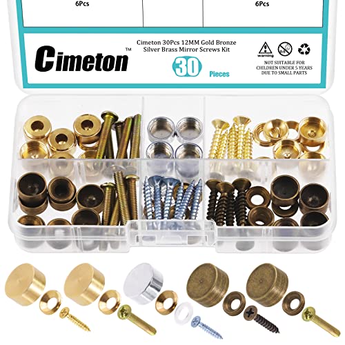 Cimeton 96 Stück 12 mm Messing Spiegelschrauben Kappe mit Spiegelschrauben und Unterlegscheiben, Messingkappe, dekorative Spiegelnägel, Spiegelschrauben für Spiegel, Teetische Cimeton 96 Stück 12 mm Messing Spiegelschrauben Kappe mit Spiegelschrauben und Unterlegscheiben, Messingkappe, dekorative Spiegelnägel, Spiegelschrauben für Spiegel, Teetische von Cimeton