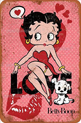 Aquarius Betty Boop Comic Strips Vintage Blechschild Eisenmalerei Retro Metallschild Plakette Kunst Wanddekoration für Bar Cafe Office Hotel Outdoor 8 × 12 Zoll von Cimily
