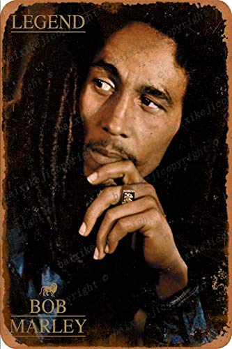 Cimily Bob Marley Legend Vintage Blechschild Eisenmalerei Retro Metallschild Plakette Kunst Wanddekoration für Bar Cafe Office Hotel Outdoor 8 × 12 Zoll von Cimily