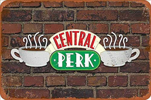 Cimily Central Perk Vintage Blechschild Eisenmalerei Retro Metallschild Plakette Kunst Wanddekoration für Bar Cafe Office Hotel Outdoor 8 × 12 Zoll von Cimily