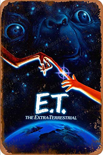 Cimily E.T. The Extra-Terrestrial Poster Zinn Retro Zeichen Vintage Poster Plakette Wanddekoration für Bar Cafe Garten Schlafzimmer Büro Hotel 20X30 cm von Cimily