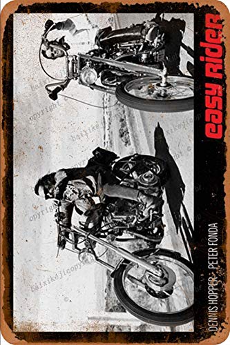 Cimily Easy Rider Movie Dennis Hopper & Peter Fonda on Motorcycles Vintage Blechschilder Zinn Poster Retro Metallschild Plaque Art Wanddekoration 8 × 12 Zoll von Cimily