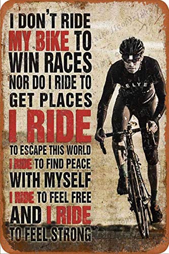 Cimily I Don't Ride My Bike to Win Races II Zinn Retro Zeichen Vintage Poster Plakette Wanddekoration für Bar Cafe Garten Schlafzimmer Büro Hotel 20X30 cm von Cimily