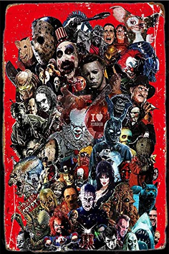 Cimily IT Halloween Horror Movies Icons Vintage Blechschilder Zinn Poster Retro Metallschild Plaque Art Wanddekoration 8 × 12 Zoll von Cimily