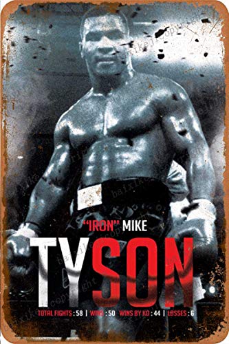 Cimily Iron Mike Tyson Boxing Record Zinn Retro Zeichen Vintage Poster Plakette Wanddekoration für Bar Cafe Garten Schlafzimmer Büro Hotel 20X30 cm von Cimily