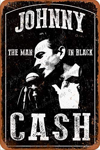 Cimily Johnny Cash illutration Vintage Blechschilder Zinn Poster Retro Metallschild Plaque Art Wanddekoration 8 × 12 Zoll von Cimily