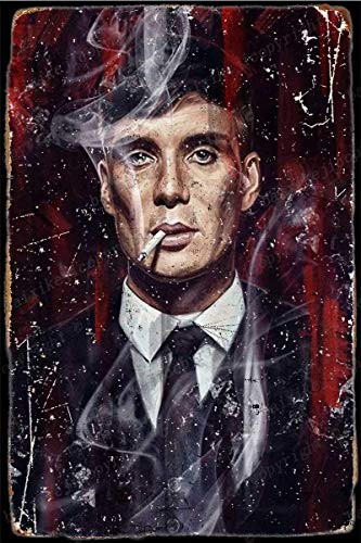 Cimily Peaky Blinders Tommy Shelby Vintage Blechschild Eisenmalerei Retro Metallschild Plakette Kunst Wanddekoration für Bar Cafe Office Hotel Outdoor 8 × 12 Zoll von Cimily