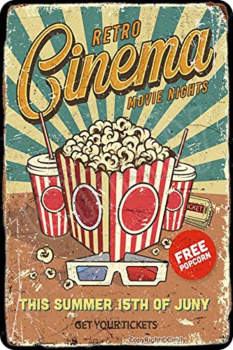 Cimily Retro Cinema Poster Vintage Blechschild Eisenmalerei Plakette Wanddekor Metallschild Cafe Beer Pub und Man Cave Retro Art Poster 8 * 12 Zoll von Cimily