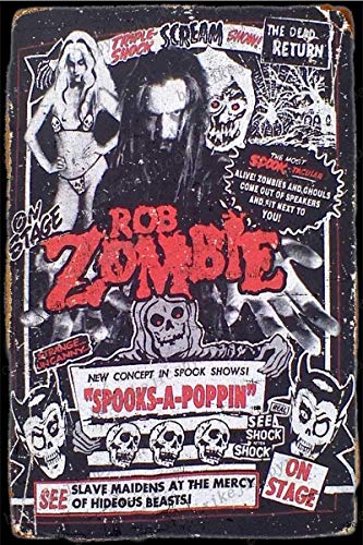 Cimily Rob Zombie Double Sided Spooks Vintage Blechschild Eisenmalerei Retro Metallschild Plakette Kunst Wanddekoration für Bar Cafe Office Hotel Outdoor 8 × 12 Zoll von Cimily