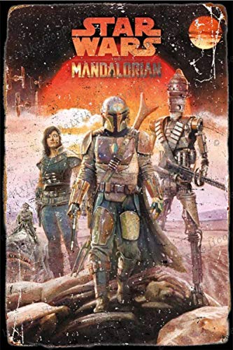 Cimily S-t-a-r W-a-r-s The Mandalorian II Zinn Retro Zeichen Vintage Poster Plakette Wanddekoration für Bar Cafe Garten Schlafzimmer Büro Hotel 20X30 cm von Cimily