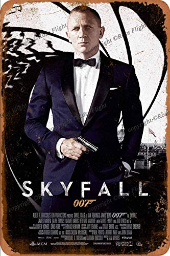 Cimily Skyfall Daniel Craig James Bond Movie Vintage Blechschild Eisenmalerei Retro Metallschild Plakette Kunst Wanddekoration für Bar Cafe Office Hotel Outdoor 8 × 12 Zoll von Cimily