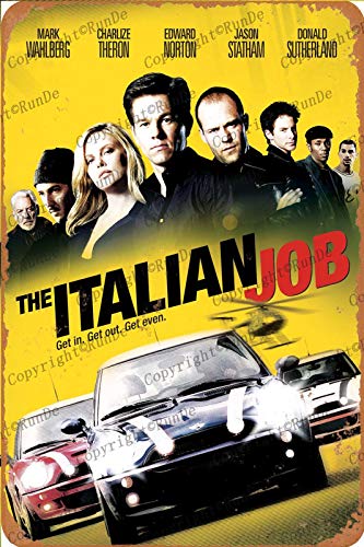 Cimily The Italian Job Movie Poster Vintage Blechschild Eisenmalerei Plakette Wanddekor Metallschild Cafe Beer Pub und Man Cave Retro Art Poster 8 * 12 Zoll von Cimily