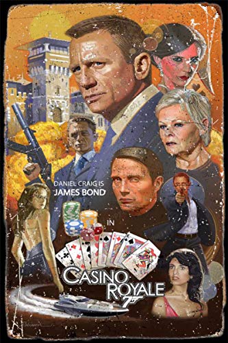 James Bond Casino Royale Zinn Retro Zeichen Vintage Poster Plakette Wanddekoration für Bar Cafe Garten Schlafzimmer Büro Hotel 20X30 cm von Cimily