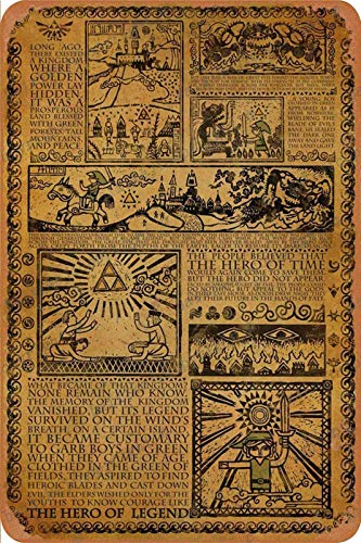 Zelda Story of The Hero Time Legend Mythology Timeline Zinn Zeichen Metall Poster Retro Garage Hausgarten Wand Geburtstagsfeier Bar Cafe Küche Vintage Wanddekor Kunst 8 × 12 Zoll von Cimily
