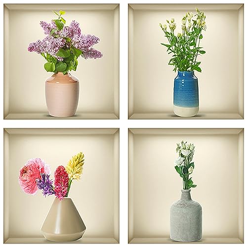 3D Wandaufkleber Vase,3D Vinyl Wandabziehbilder zum Selbermachen,Vasen Wandtattoo für Wohnzimmer,3D-Pflanzenaufkleber,Geeignet für Schlafzimmer,Wohnzimmer, Büro usw von Cimown