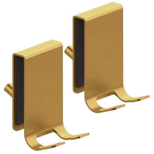 Cimown 2er Duschhaken ohne Bohren | Handtuchhalter Duschwand | Haken Dusche Glaswand | mit Gepolstert Schutz | für Glasstärken von 5-10 mm (Gold) von Cimown