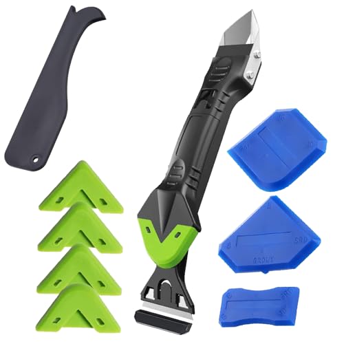 Silikonentferner Werkzeug Set,Silikon Abzieher,5 in 1 Fugenkratzer 6 Auswechselbar Silikonpads Dichtungsdüsen für Küche Bad Boden Spüle Fenster Abdichtung Silikonentferner Werkzeug Set,Silikon Abzieher,5 in 1 Fugenkratzer 6 Auswechselbar Silikonpads Dichtungsdüsen für Küche Bad Boden Spüle Fenster Abdichtung von Cimown