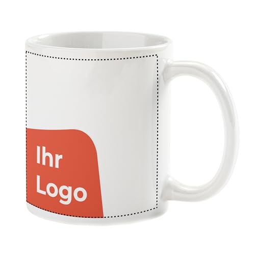 Cimpress Kaffeetassen 6 Stück mit eigenem Logo, Design und Text gestalten, Personalisierte Tasse für Büros, Konferenzräume, Gastronomie, Firmenevents, Mitarbeiter Geschenk, Keramik, Weiß, 325ml von Cimpress