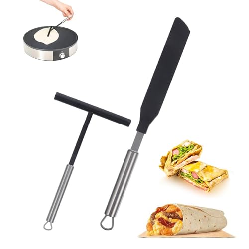 Crepes Verteiler, Crepes Zubehör Crepes Set, Edelstahl Teigverteiler, Crepes Wender Teigverteiler für Zuhause Küche Backen Kochen Backwerkzeuge von Cimvidi