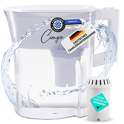 Wasserfilter Kanne Trinkwasser 2,4L inkl.1x 60 Tage Filter Aktivkohle Kartusche mit 8-fachem Filtersystem ohne Chemie, Wasser Water Purifier filtert Kalk, Chlor, Schadstoffe,erhöht den pH-Wert (Weiß) Wasserfilter Kanne Trinkwasser 2,4L inkl.1x 60 Tage Filter Aktivkohle Kartusche mit 8-fachem Filtersystem ohne Chemie, Wasser Water Purifier filtert Kalk, Chlor, Schadstoffe,erhöht den pH-Wert (Weiß) von Cimya