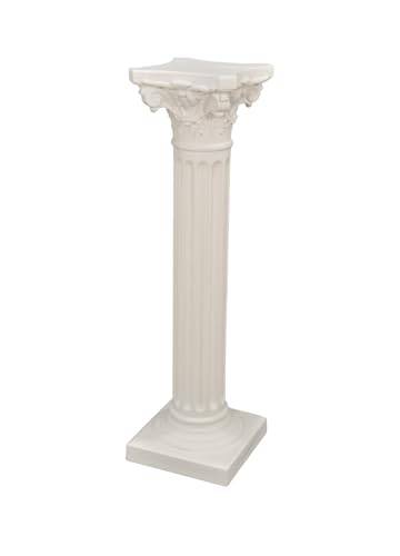 Cinar Dekorative Griechische Säule, Blumenständer im Korinthischer Stil, 100 cm Höhe, 30 cm Breite, Weiß von Cinar