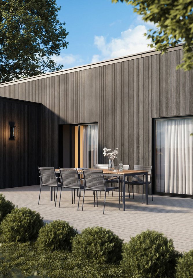 Cinas Sitzgruppe Mood, Gartentisch, Rund, Teak, Aluminium, Retro, skandinavisch Cinas Sitzgruppe Mood, Gartentisch, Rund, Teak, Aluminium, Retro, skandinavisch von Cinas