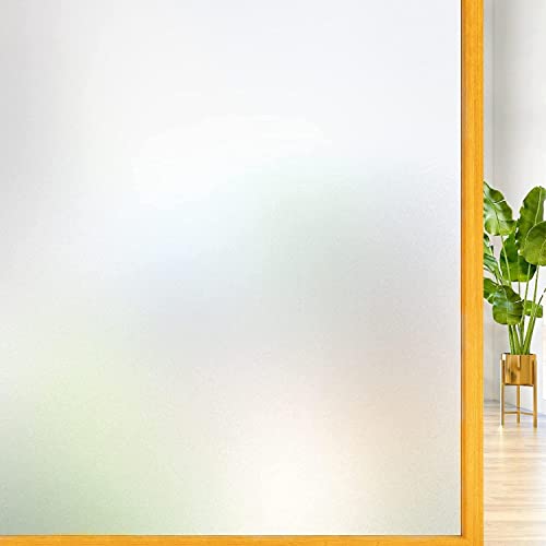 Cinbee Fensterfolie Selbsthaftend Blickdicht 44.5x200 cm, Milchglasfolie Selbstklebend Fenster, Sichtschutzfolie Matt für Badzimmer, Scheibenfolie Fenster Sichtschutz von Cinbee