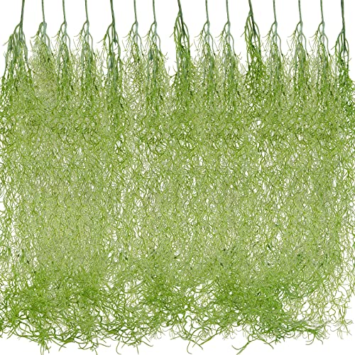 15 Stück künstliches grünes Moos, realistisches spanisches Moos, gefälschtes Moos für Topfpflanzen, hängende Moosgirlande für drinnen und draußen, Basteln, Dekoration (grün, 84 cm) von Cindeer