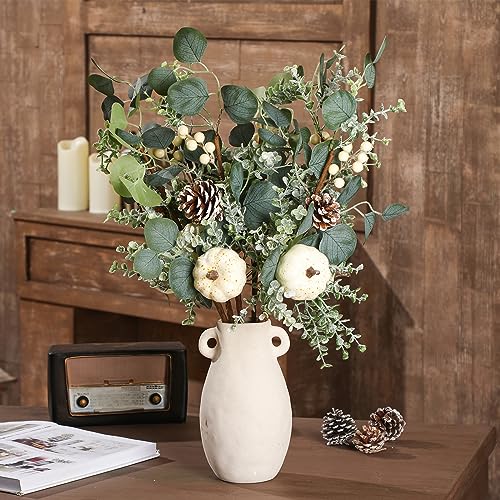 Cindeer 6 Stück 60 cm Weiße Kürbisse Herbstdeko Künstliche Eukalyptus Blätter Zweige mit Kürbis Tannenzapfen und Beeren Kunstpflanzen Eukalyptus Stiele für Erntedankfest Halloween Wohnung Tischdeko Cindeer 6 Stück 60 cm Weiße Kürbisse Herbstdeko Künstliche Eukalyptus Blätter Zweige mit Kürbis Tannenzapfen und Beeren Kunstpflanzen Eukalyptus Stiele für Erntedankfest Halloween Wohnung Tischdeko von Cindeer