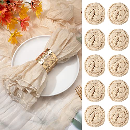 Set mit 20 Stück Gaze Seihtuchservietten Abendessen Servietten Rustikale Boho Servietten Falten Stoffservietten Dekorative Servietten für Zuhause Hochzeit Party Abendessen Tischdekoration, 49,7 x von Cindeer