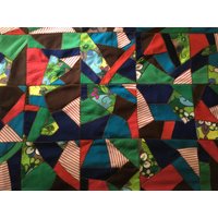 Vintage Handgenähte 1960Er Flower Power Hippie Mod Bunte Polyester Patchwork Crazy Quilt von CindysCozyClutter