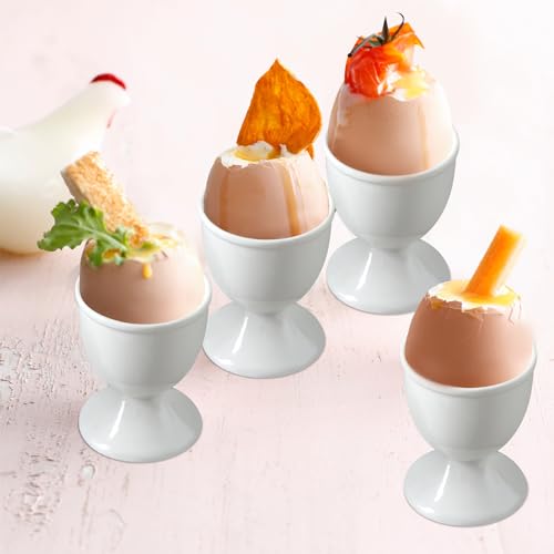 Cinf 4er Set Porzellan Eierbecher Ostergeschenke Eierstnder für Jeden Frühstückstisch Hart und Weichgekochten Eiern Weiß Easter Gift von Cinf