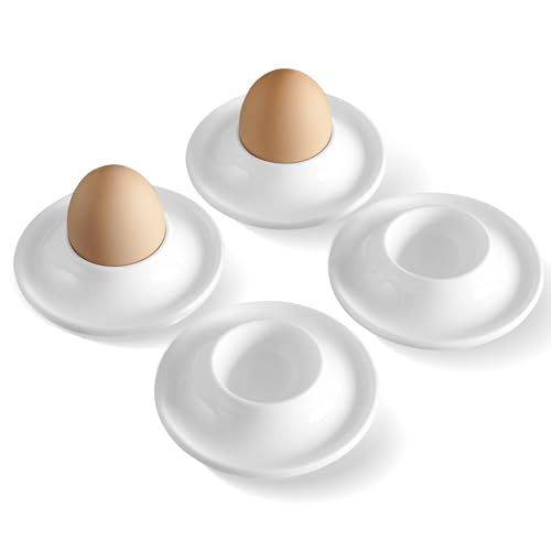Cinf 4er Set Porzellan Eierbecher Ostergeschenke Eierstnder für Jeden Frühstückstisch Hart und Weichgekochten Eiern (Eierhalter Weiß) Easter Gift von Cinf