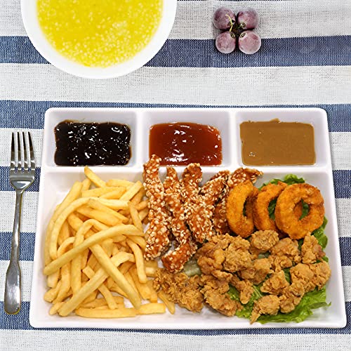 Cinf Snackschale Unterteilt Schalen Weiß Snackteller Menüteller Quadrat Keramik Dip Tablett Vorspeise Servierplatte von Cinf