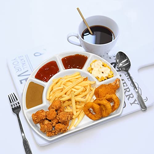 Cinf Snackschale Unterteilt Schalen Weiß Snackteller Menüteller Quadrat Keramik Dip Tablett Vorspeise Servierplatte von Cinf