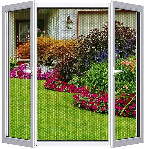 1 Stück Fliegengitter für Fenster 150x155 cm -DIY Selbstklebendes Insektenschutz für Fenster,Kein Bohren nötig,Mit Schneidewerkzeug | Transparent feinmaschig moskitonetz fenster,Schwarz von Cinkee