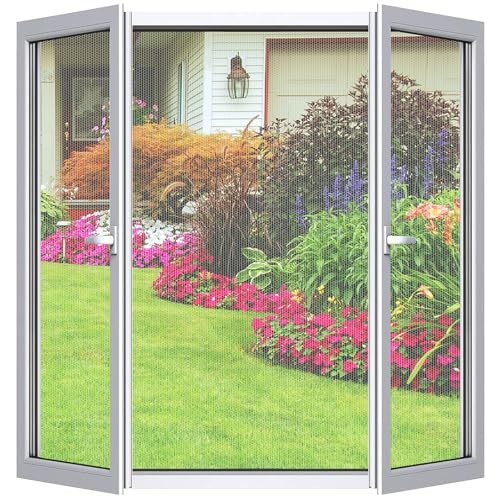 Fliegengitter Fenster 4-er Set 180x150cm | Zuschneidbar ohne Bohren Klebmontage | Insektenschutz Fenster Fliegenvorhang Moskitonetz, Weiß von Cinkee