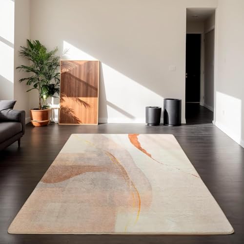Cinknots Area Teppichimitation Kaschmir Teppich modernes Wohnzimmer Schlafzimmer Korridor Teppich weicher Rutschfester Teppich Innenteppich waschbar abstrakt (Braun/Gold, 160 x 200 cm) von Cinknots