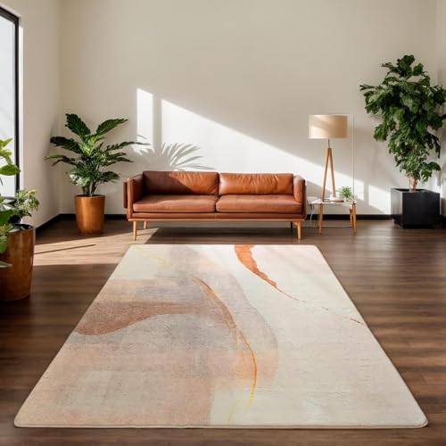 Cinknots Teppich Wohnzimmer Kurzflor Pflegeleicht,Anti-Rutsch Rückseite,Moderne Vielfarbiges Design,Passend für Wohnzimmer,Schlafzimmer,Braun/Gold,200 x 250 cm von Cinknots