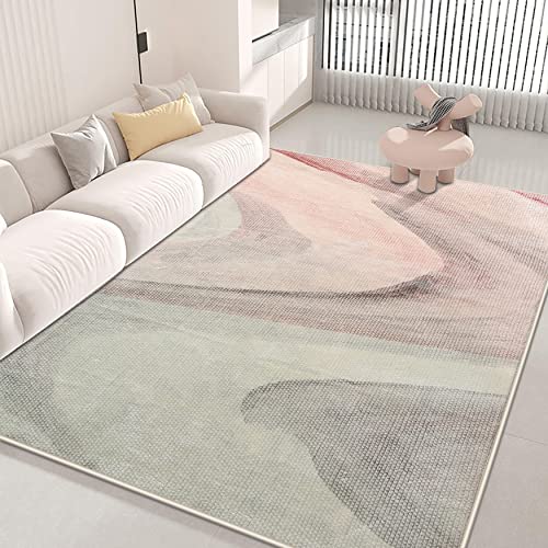 Cinknots Area Teppichimitation Kaschmir Teppich modernes Wohnzimmer Schlafzimmer Korridor Teppich weicher Rutschfester Teppich Innenteppich waschbar abstrakt (Grau/Pink, 200 x 250 cm) von Cinknots