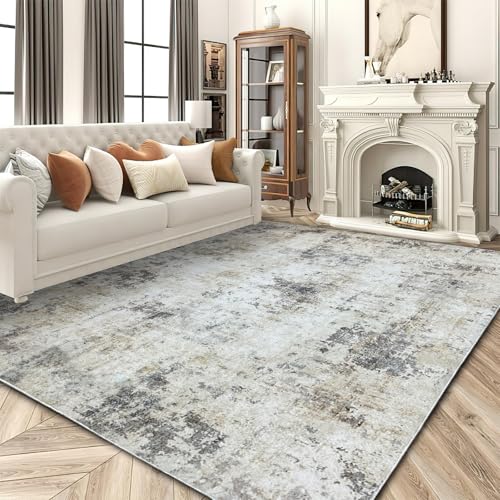 Cinknots Teppiche Moderne weiche abstrakte Teppiche Wohnzimmer Schlafzimmer rutschfeste Teppich-Bodenmatte (Abstract Braun/Grau/Multi, 270 x 360 cm) von Cinknots